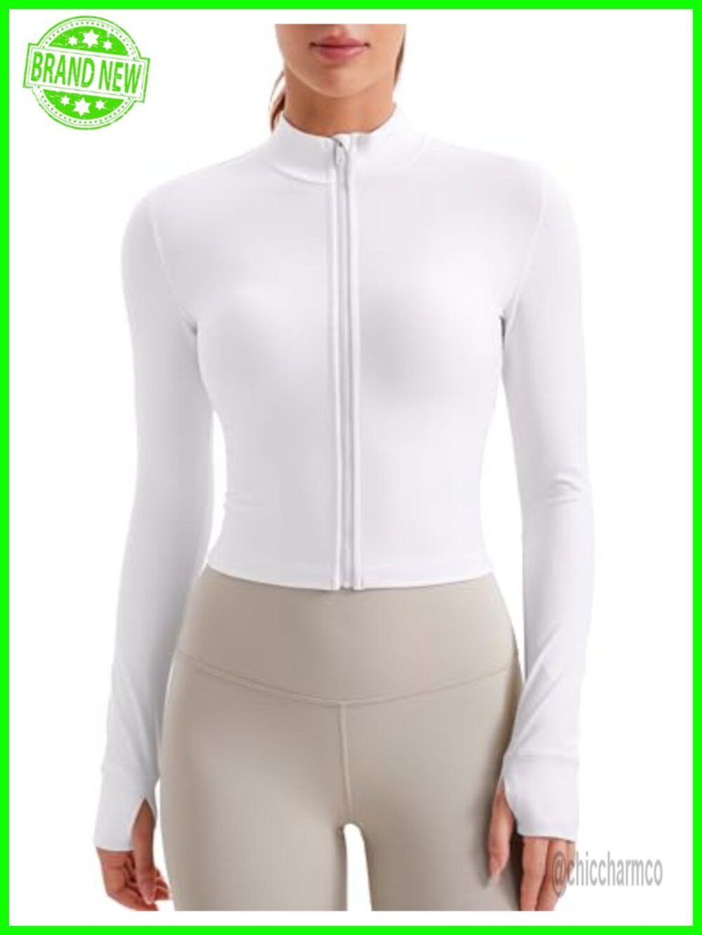 Butterluxe Cropped Athletic Jacket Slim Fit Long Sleeve Thumbholes Yoga